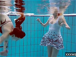 super hot Russian girls swimming in the pool