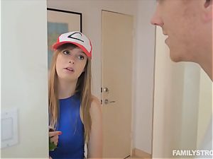 Dolly Leigh leaps on her step brothers spunk-pump