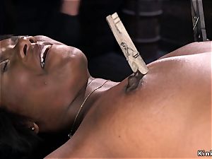 humungous black backside caned in device bondage